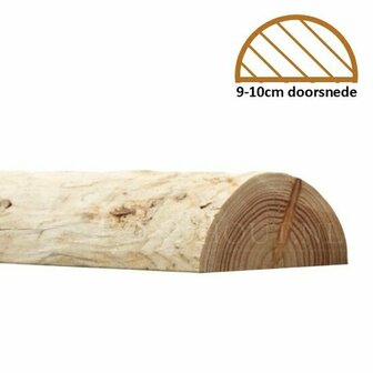 Douglas houten halfronde palen geschild &amp; ongepunt | Diameter 9-10 cm, Lengte 400 cm.