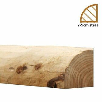 Douglas kwartronde palen geschild | Straal 7/9 cm, Lengte 400 cm.