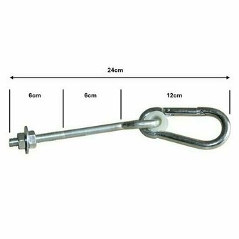 Schommelhaak met karabijnhaak M10x240mm afmetingen