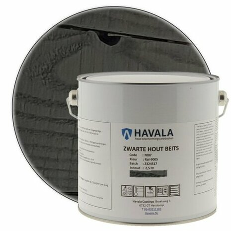 Havala Zwarte Hout Beits 7007 Ral 9005 / 2,5 liter