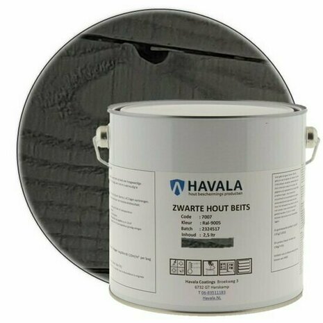 Havala Zwarte Hout Beits 7007 Ral 9005 / 2,5 liter