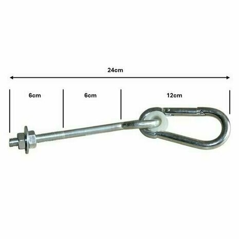 Schommelhaak met karabijnhaak M10x240mm afmetingen