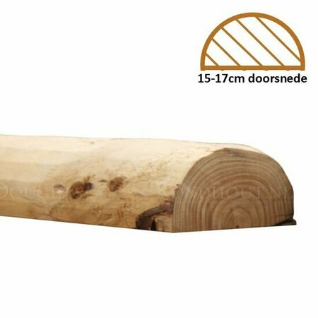 Douglas halfronde palen geschild | Doorsnede 15/17 cm, Lengte 400 cm.